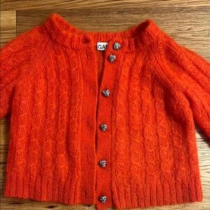 GANNI Women's Orange Cable Knit Sweater